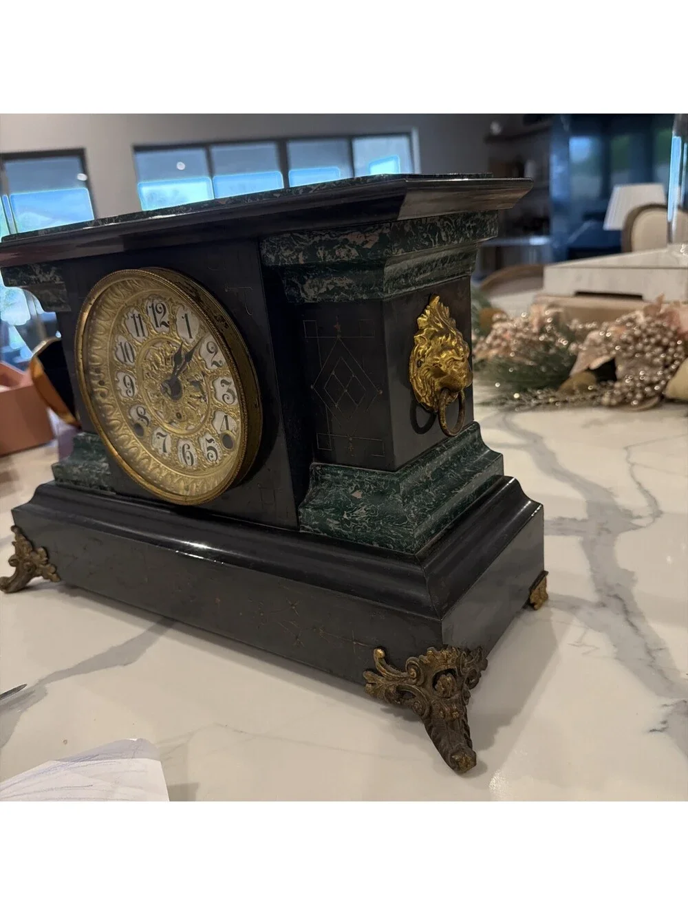 Seth Thomas Mantle Clock Piller Antique Vintage Shelf Clock With Key Untested